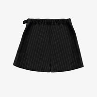 BLACK AND WHITE STRIPED SHORT SKORT IN COTTON GABARDINE, CHILD