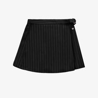 BLACK AND WHITE STRIPED SHORT SKORT IN COTTON GABARDINE, CHILD