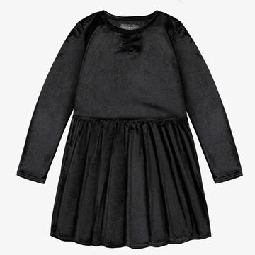 LONG SLEEVED DRESS WITH GATHERS IN VELVET, CHILD