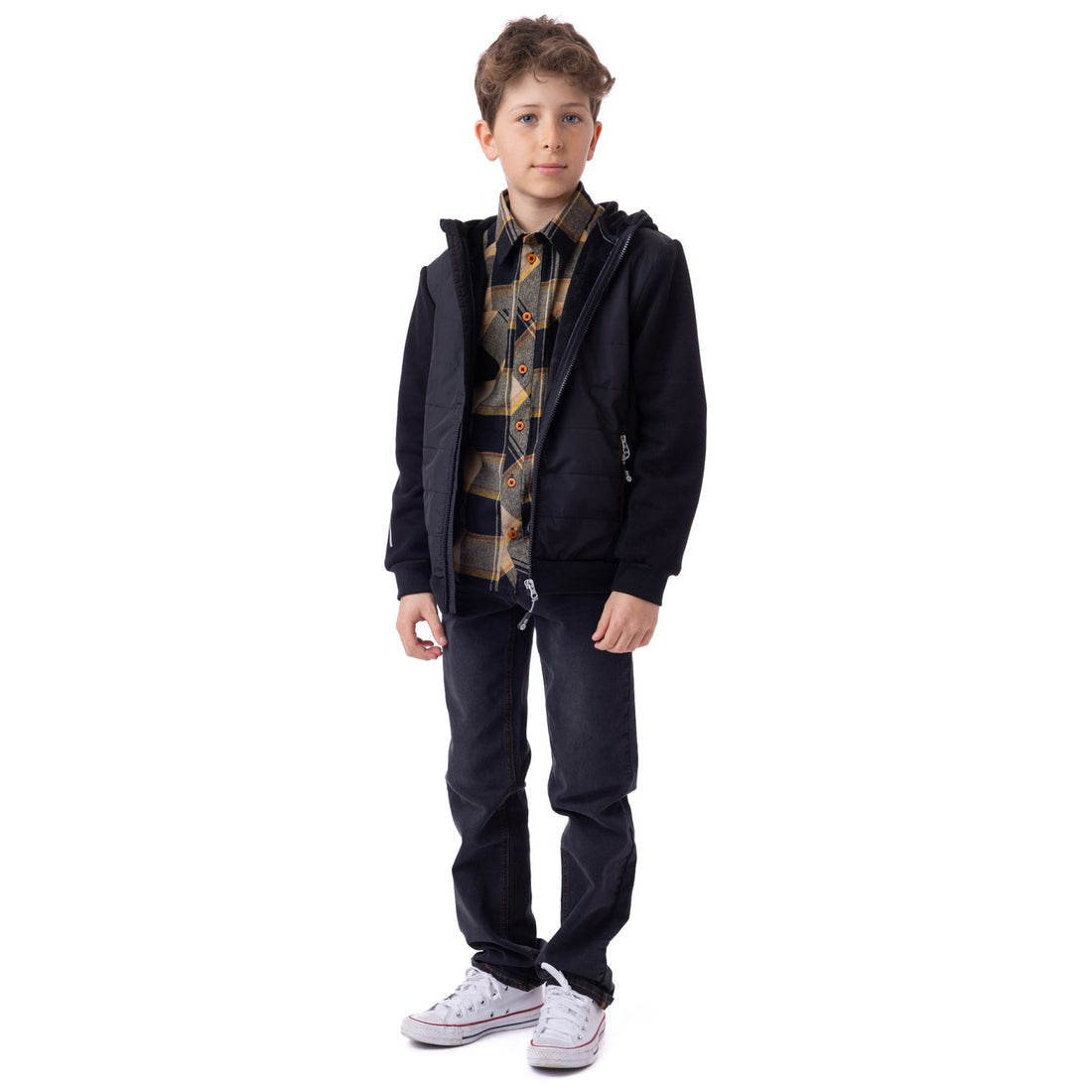 Quilted Hooded Jacket Boys Black