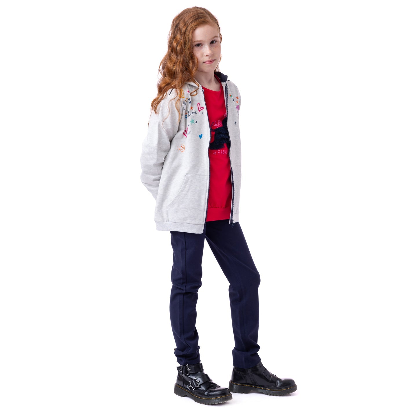 Girls Hooded Jacket Heather Ivory