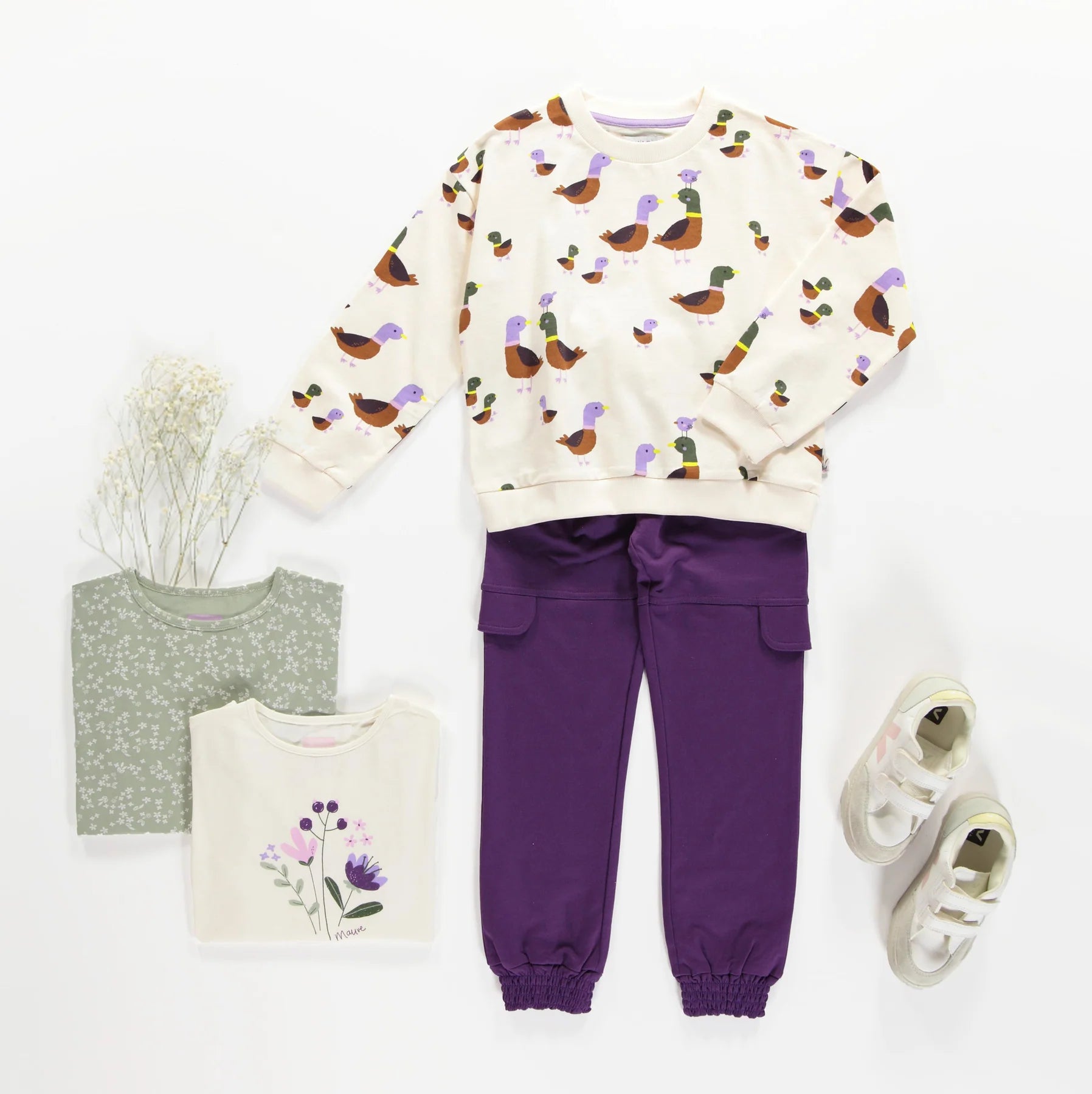 PURPLE PANTS RELAXED FIT JOGGER STYLE FRENCH TERRY, CHILD