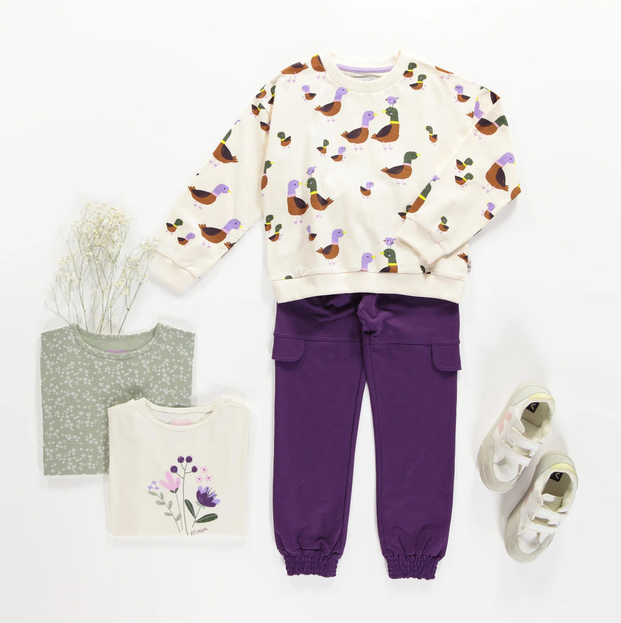 PURPLE PANTS RELAXED FIT JOGGER STYLE IN FRENCH TERRY, CHILD