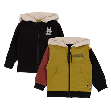 Reversible Hooded Jacket Baby Boy Olive