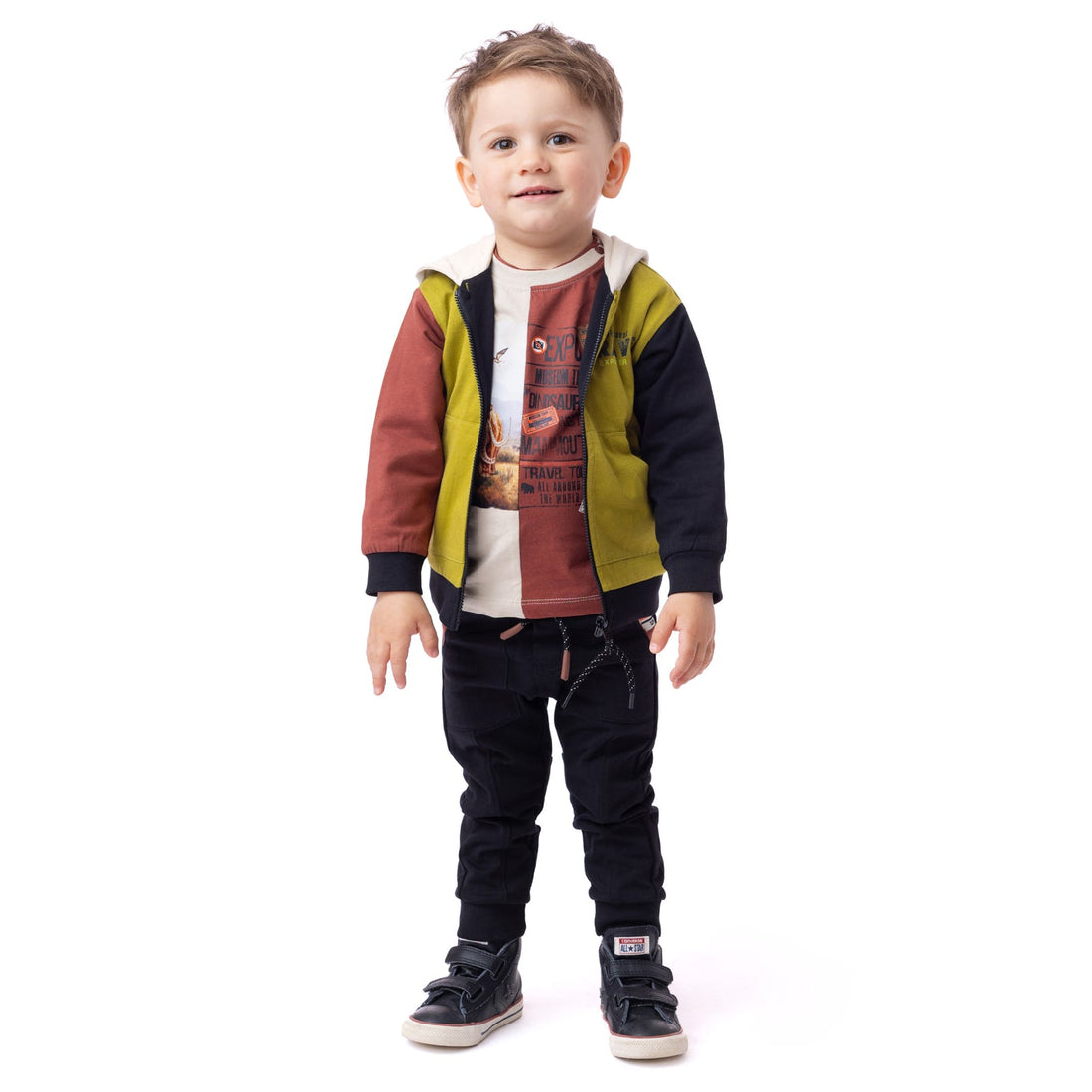 Reversible Hooded Jacket Baby Boy Olive