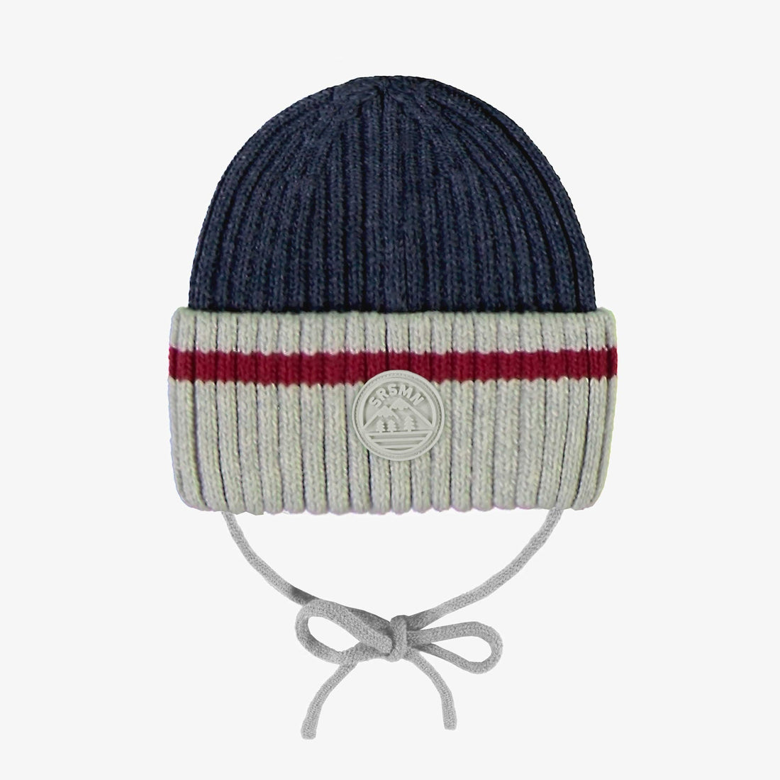 Navy grey knit toque with wool socks effect, baby