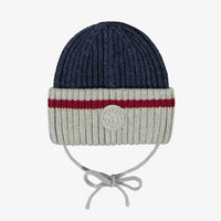 Navy grey knit toque with wool socks effect, baby