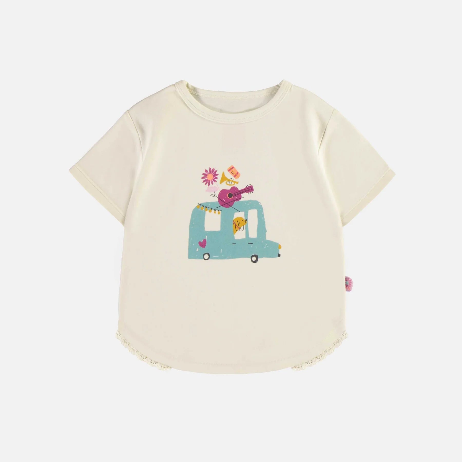 CREAM SHORT SLEEVES T-SHIRT WITH ILLUSTRATION JERSEY, BABY