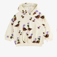 CREAM DUCK PRINT HOODIE IN FRENCH TERRY, BABY