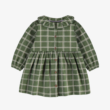 GREEN PLAID DRESS IN JERSEY, BABY