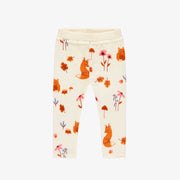 Cream fox print leggings in velvet, baby