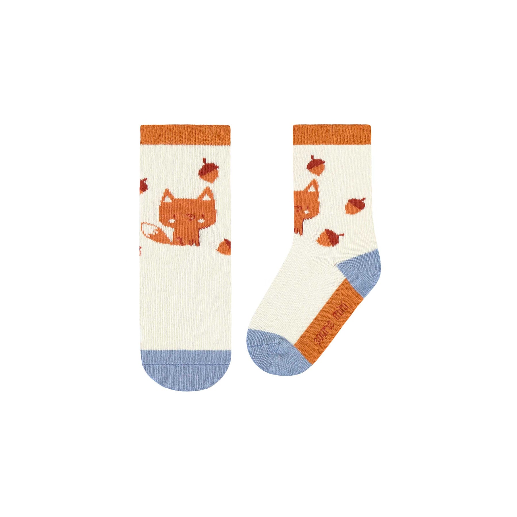 Burnt orange socks with foxes and hazelnuts