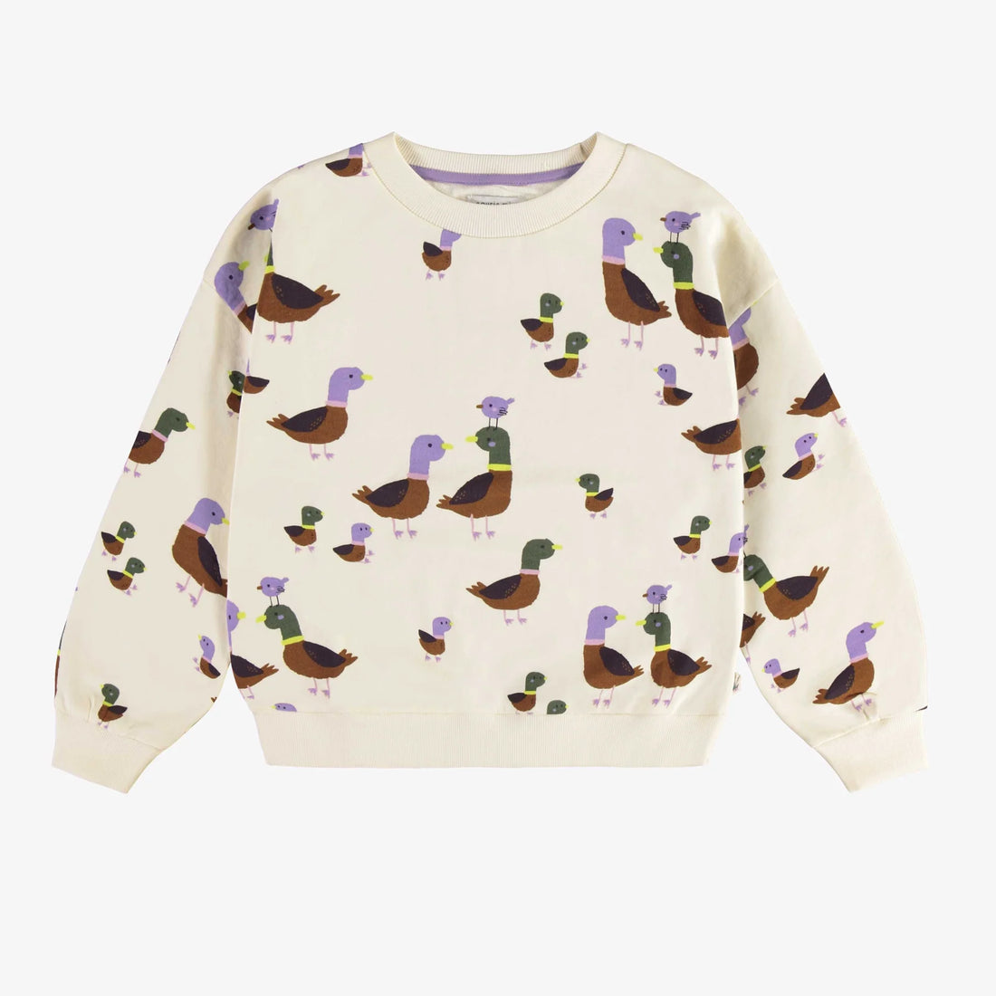 CREAM SWEATER WITH DUCK PRINT IN FRENCH TERRY, CHILD