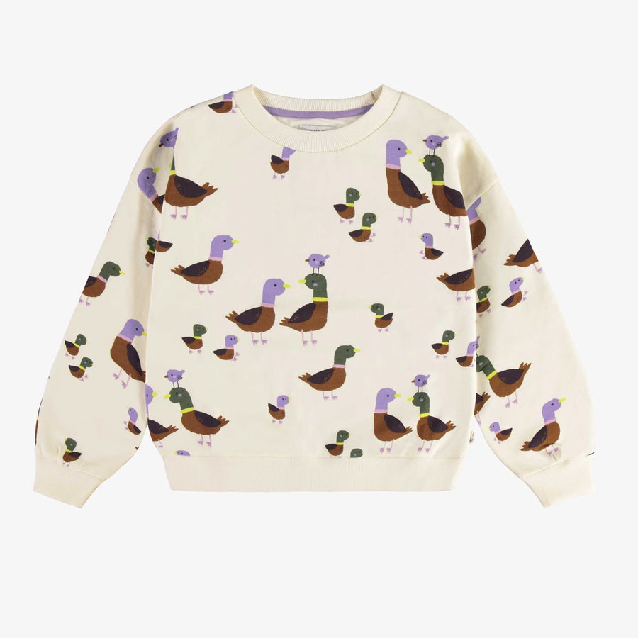 CREAM SWEATER WITH DUCK PRINT IN FRENCH TERRY, CHILD