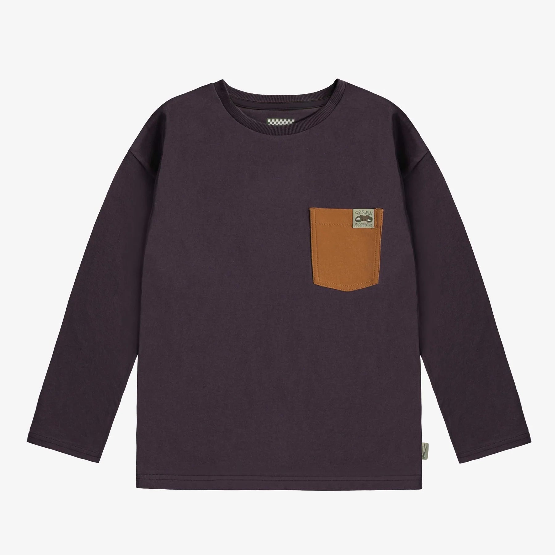 PLUM LONG SLEEVED T-SHIRT WITH A FRONT POCKET JERSEY, CHILD