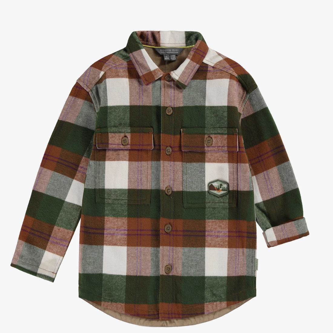 GREEN AND BROWN PLAID SHIRT IN HEAVY FLANNEL, CHILD