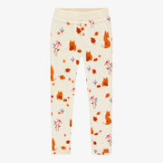 Cream leggings with fox all over print in velvet, child