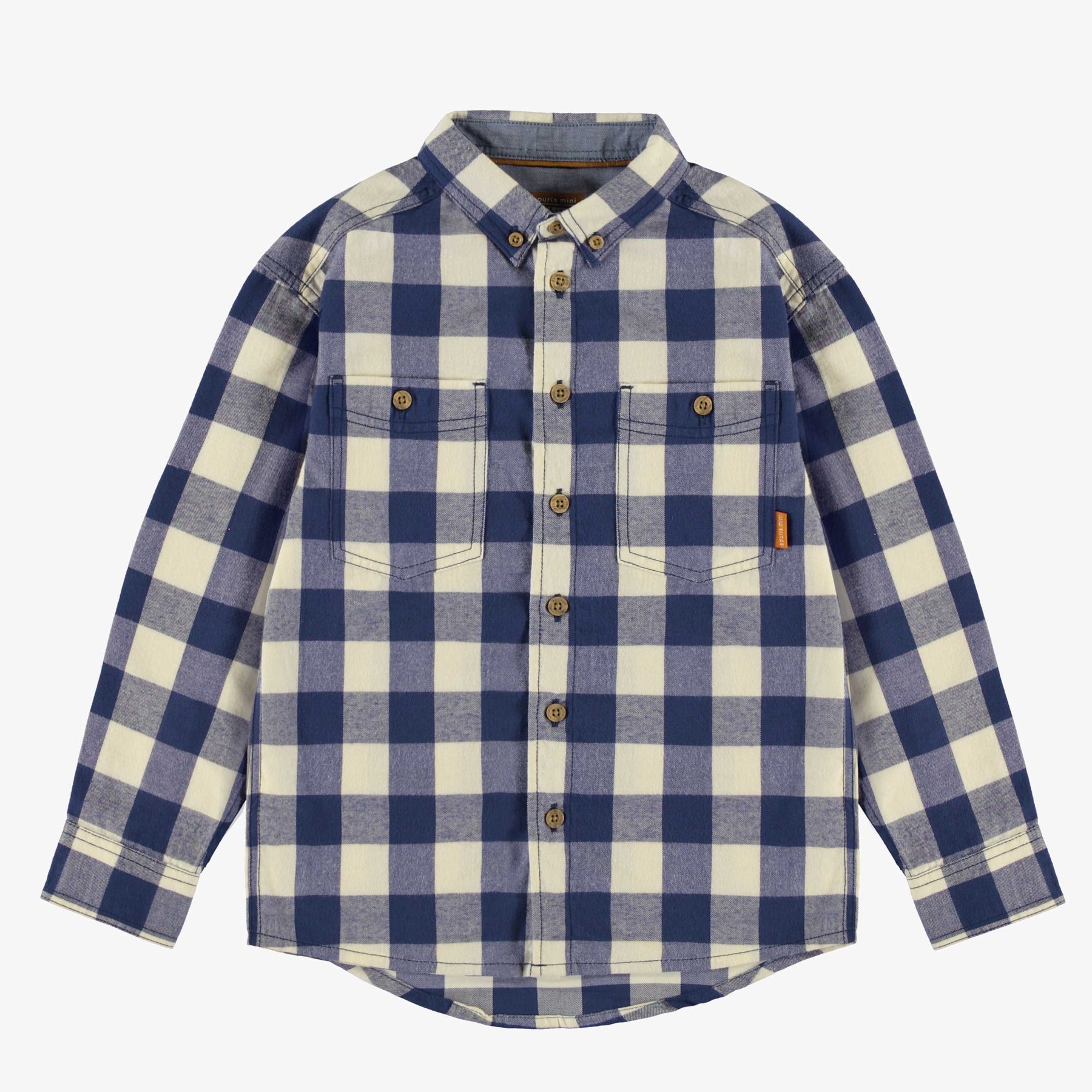 Steel blue and cream plaid shirt soft flannel