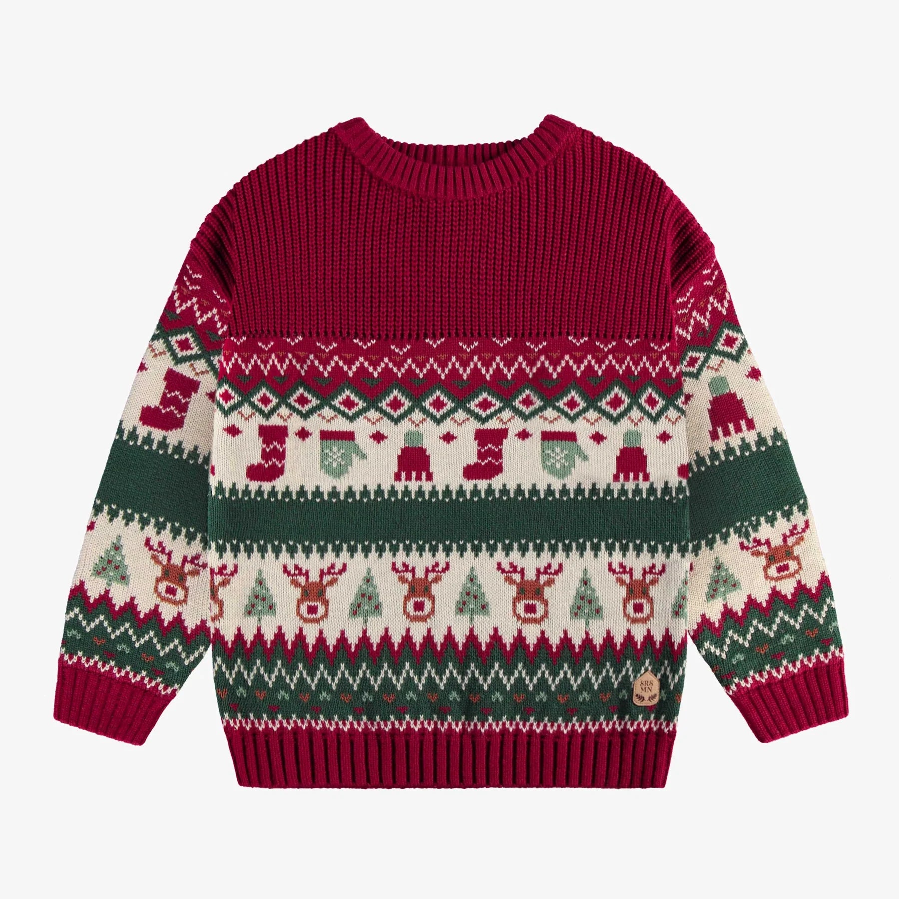 KNIT SWEATER WITH HOLIDAY ALL OVER PRINT