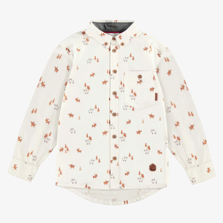 CREAM REINDEER SHIRT IN COTTON POPLIN, CHILD