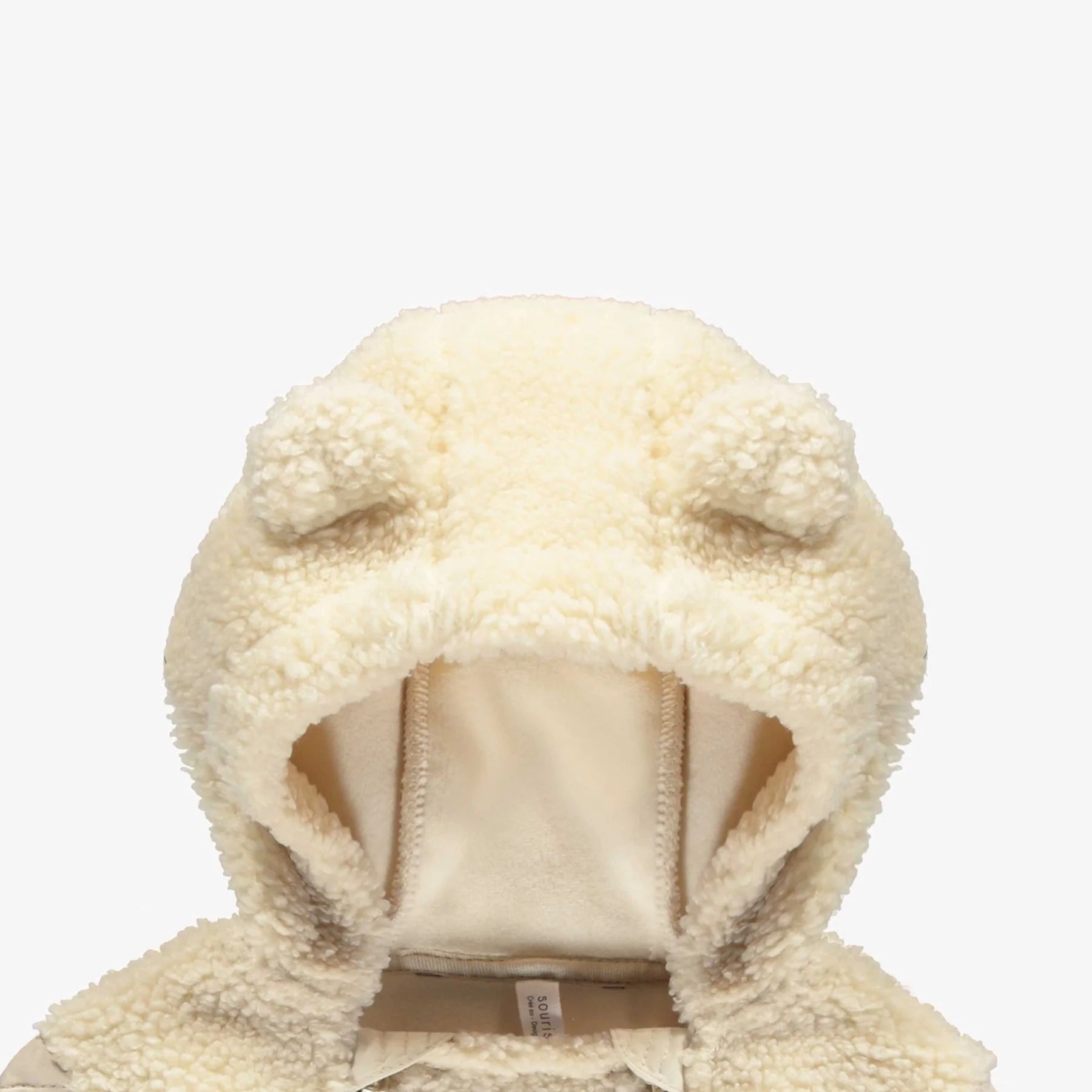 BEIGE ONE PIECE WITH ZIPPER SHERPA AND PLUSH, NEWBORN