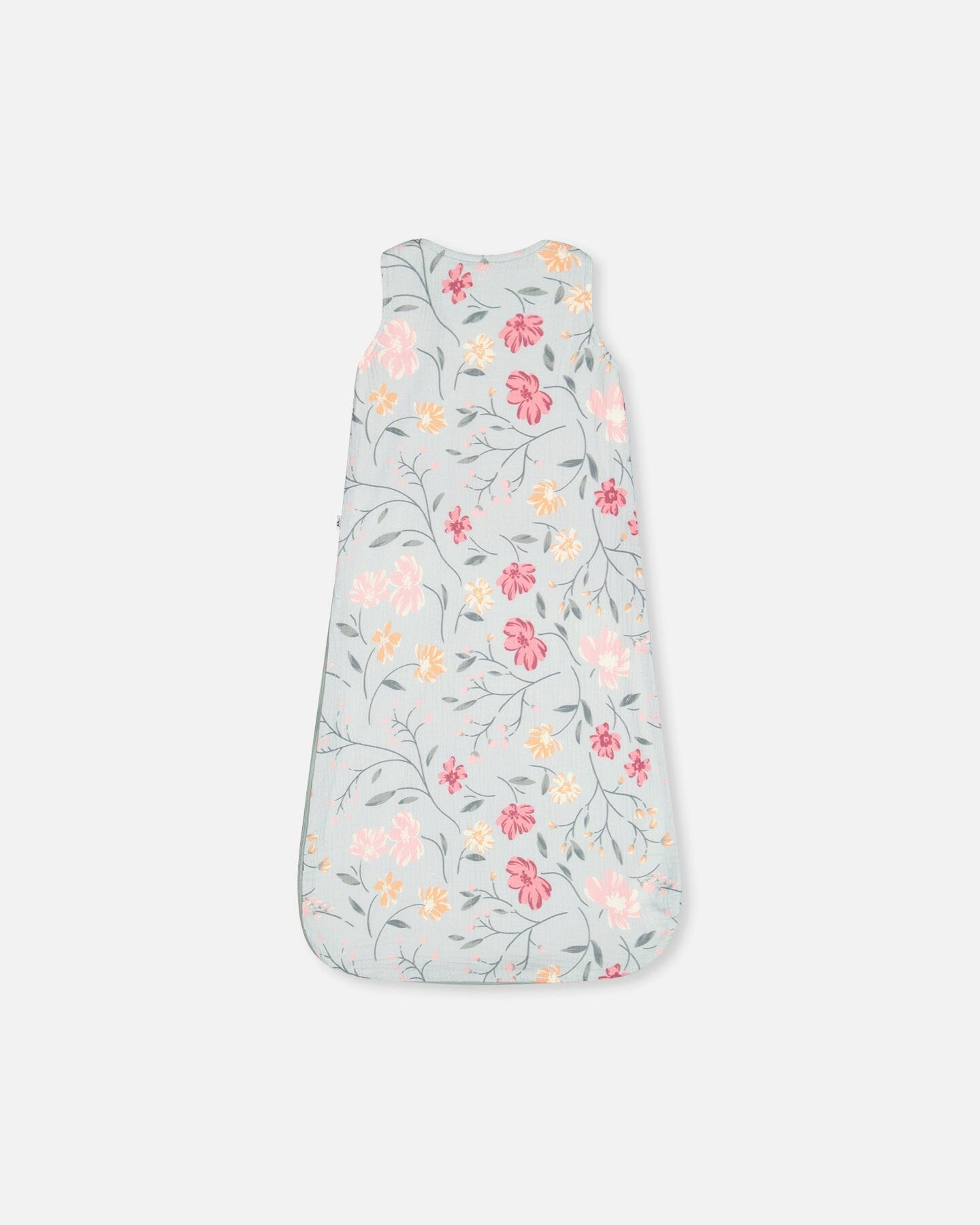 Cotton Muslin Sleep Bag Light Blue With Printed Romantic Flowers