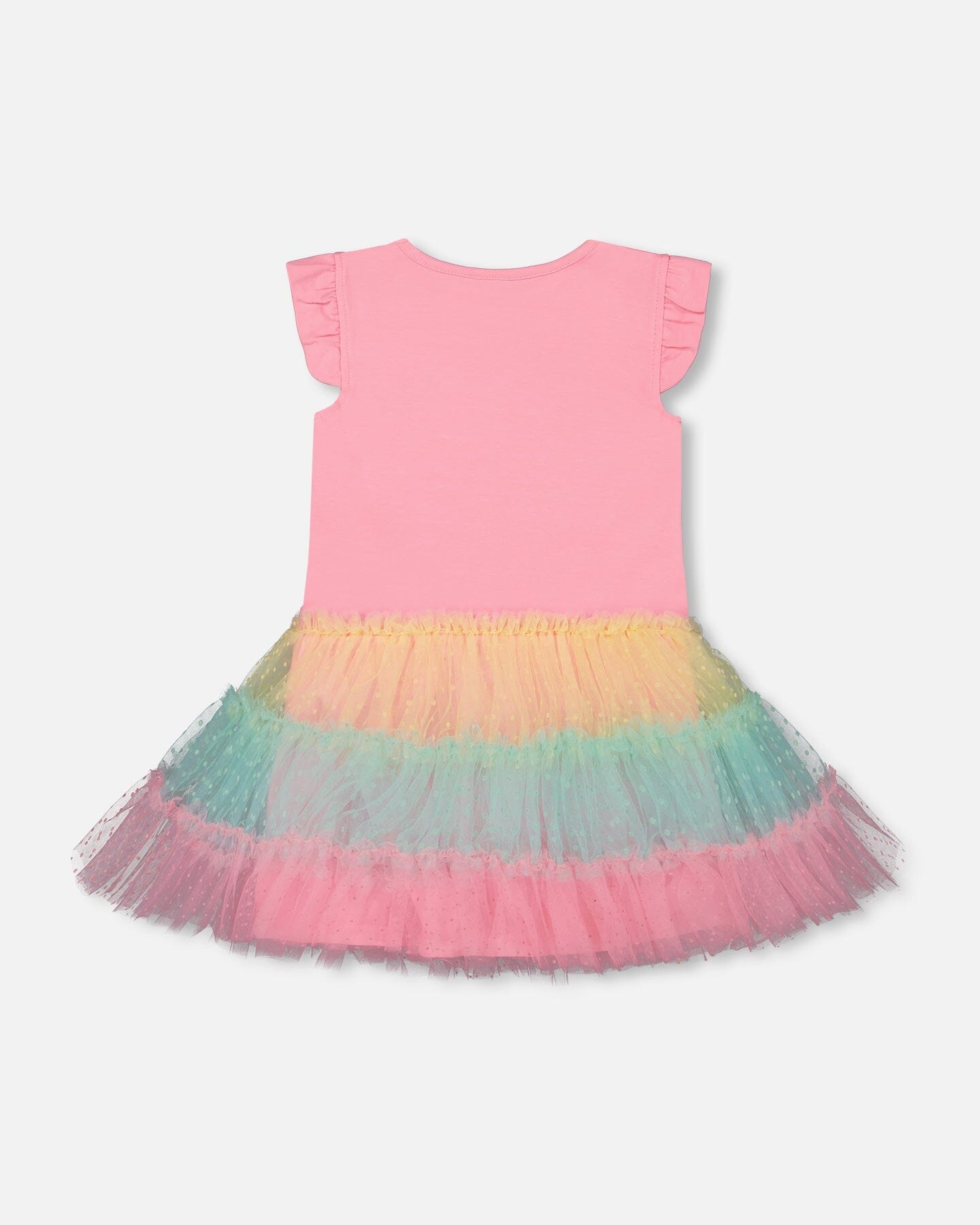 Short Sleeve Dress With Tulle Skirt Bubble Gum Pink