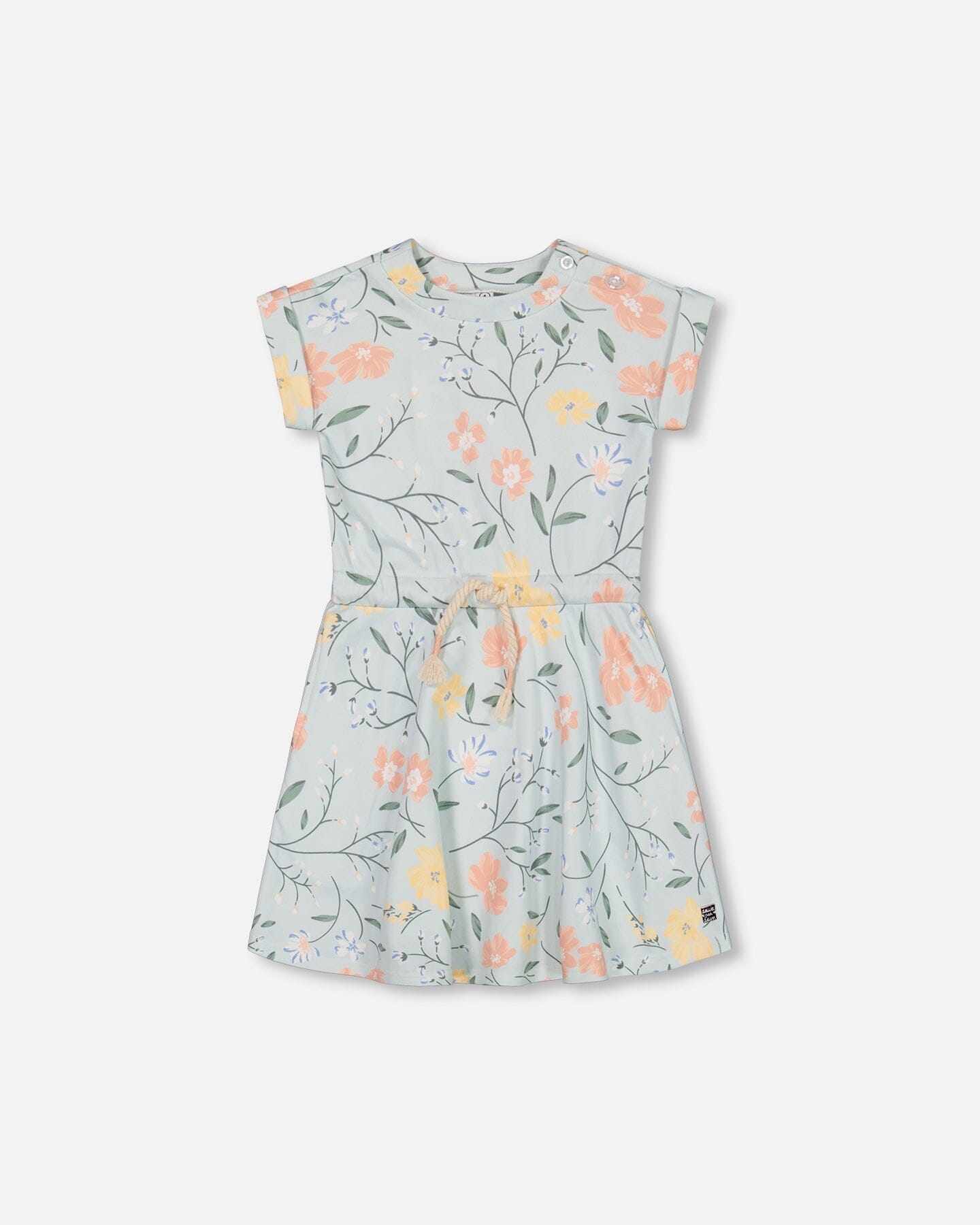 French Terry Dress Baby Blue With Printed Romantic Flower