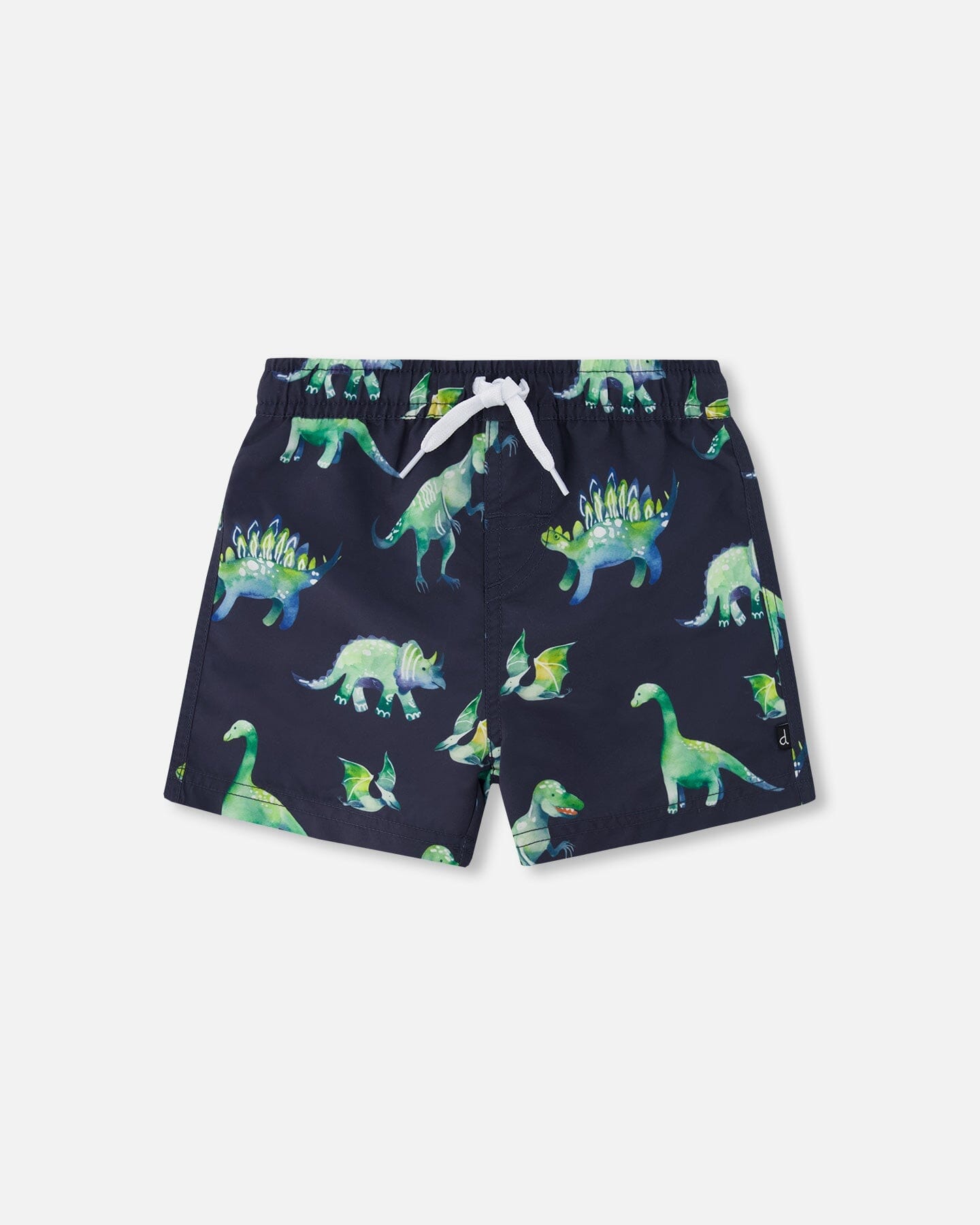 Mid-Thigh Boardshort Grey Printed Dinosaurs