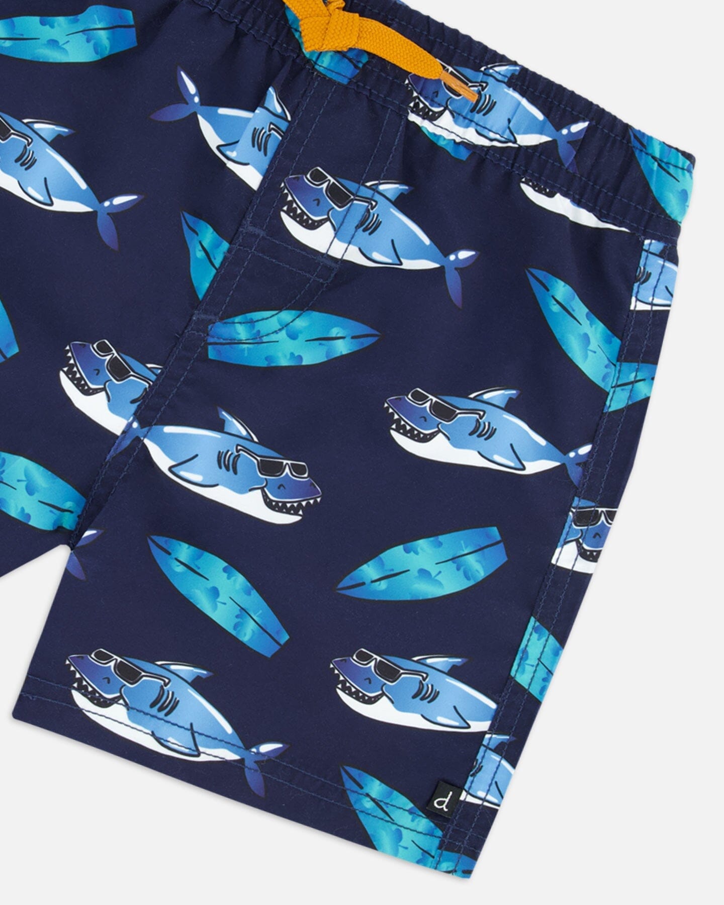 Boardshort Above The Knee Shark Print Navy