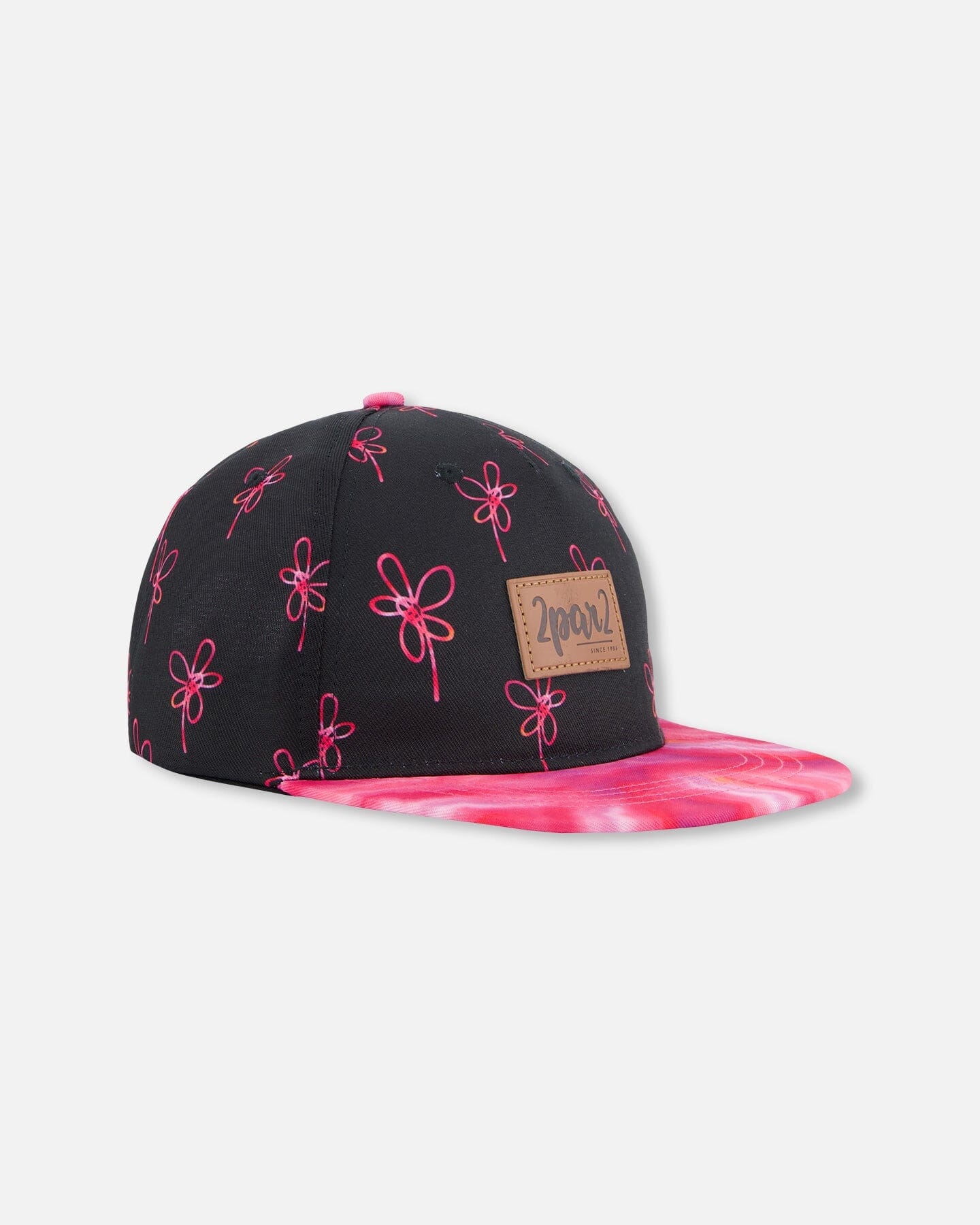 Cap Black Printed Swirl Flowers