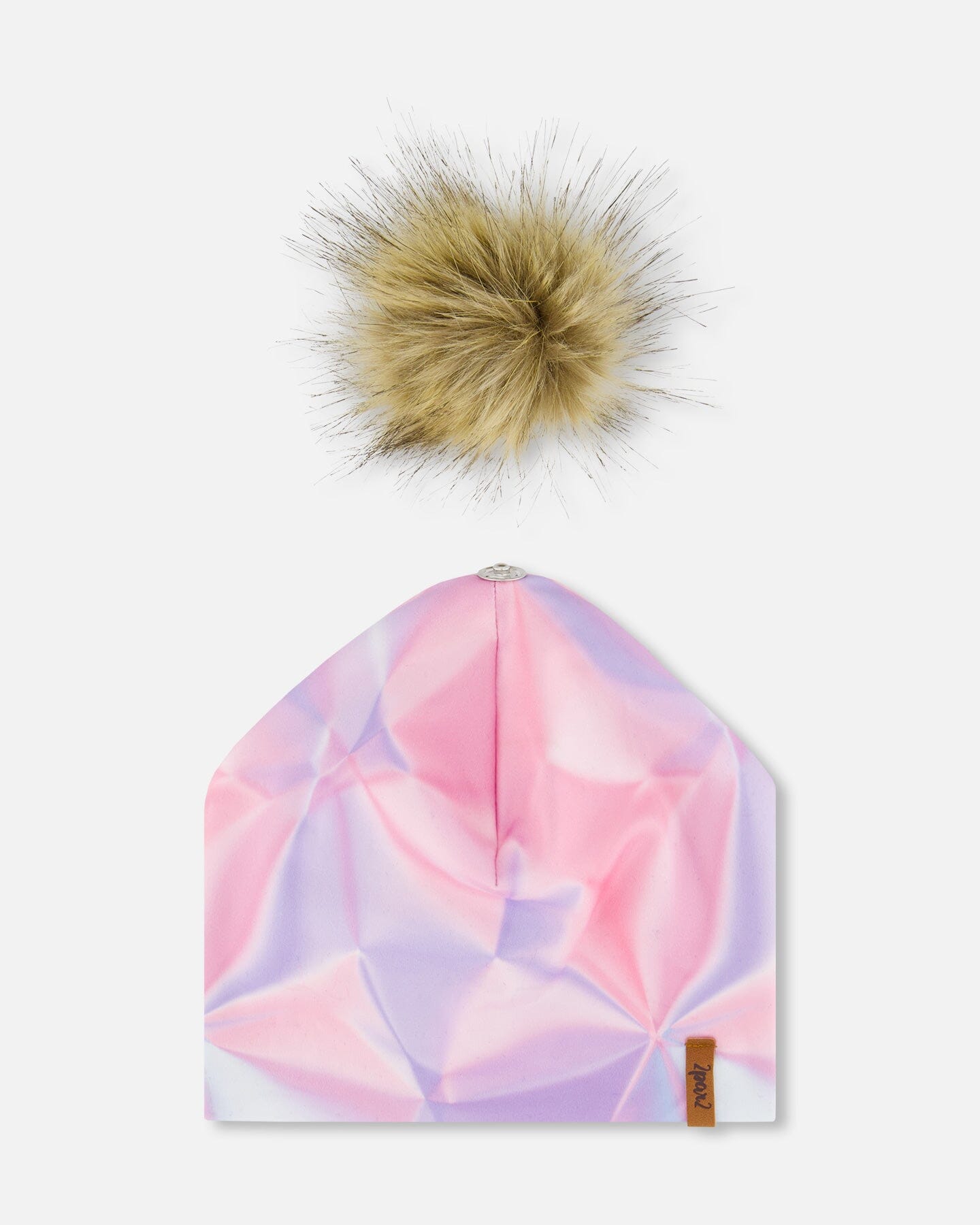 Detachable Pompom Hat Printed Foil Pastel