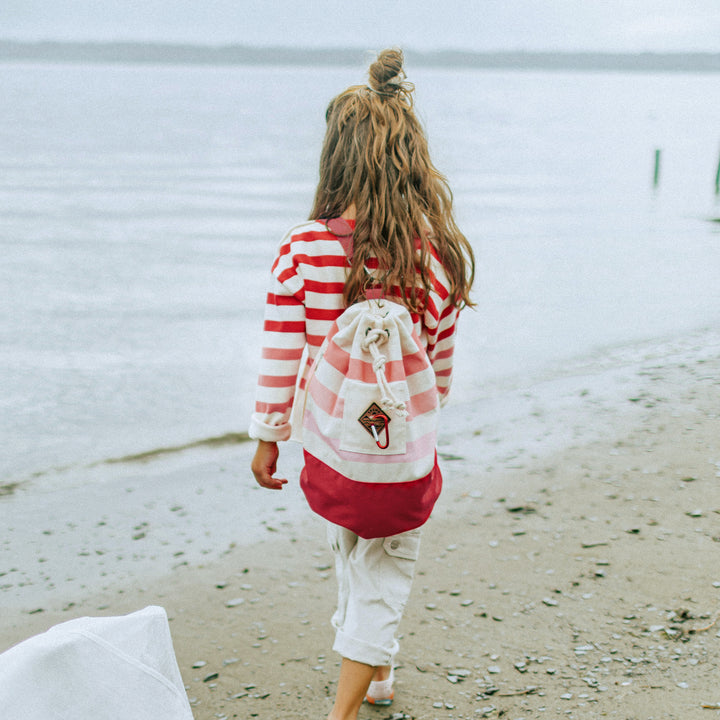 BEACH BAG WITH STRIPES IN GRADIENT OF IN COTTON CANVAS