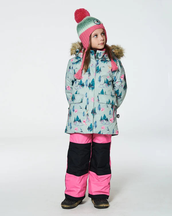 Two Piece Snowsuit Candy Pink Printed Deer