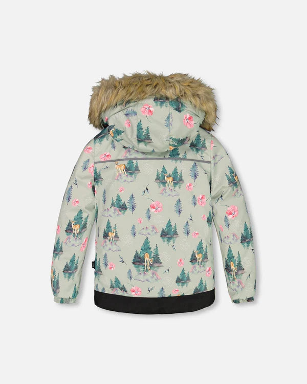 Two Piece Snowsuit Candy Pink Printed Deer