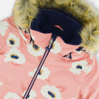 Two Piece Snowsuit Pink Printed Off White Flowers And Navy