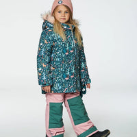 Two Piece Snowsuit Silver Pink Printed Woodland Animals