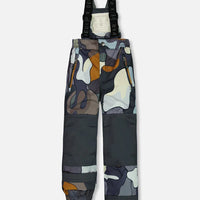 Two Piece Snowsuit Colorblock And Print Camo Dark Gray