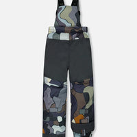 Two Piece Snowsuit Colorblock And Print Camo Dark Gray