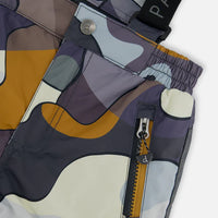 Two Piece Snowsuit Colorblock And Print Camo Dark Gray