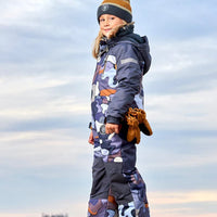 One Piece Snowsuit Dark Gray Printed Camo