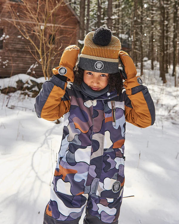 One Piece Snowsuit Dark Gray Printed Camo