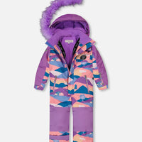 One Piece Snowsuit Mauve Printed Landscape