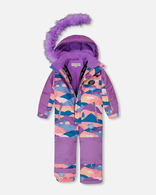 One Piece Snowsuit Mauve Printed Landscape