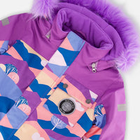 One Piece Snowsuit Mauve Printed Landscape