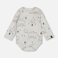 Organic Cotton Onesie Gray Mix Printed Bears