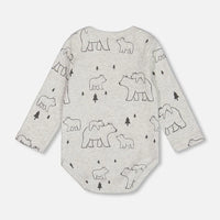 Organic Cotton Onesie Gray Mix Printed Bears