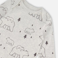 Organic Cotton Onesie Gray Mix Printed Bears