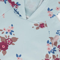 Fleece Hoodie Light Blue Printed Big Flowers