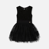 Sleeveless Dress With Tulle Skirt Black